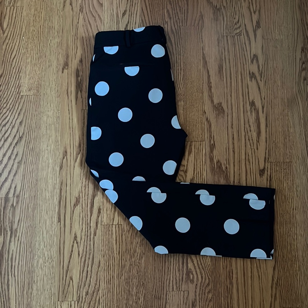 Anthropologie The essential skinny kick flare pants polka dot black and white